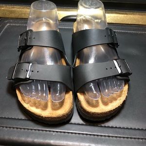 Birkenstock Women Black Leather Double Buckle